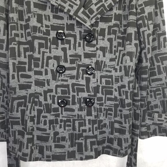 Sandro Sportswear Trench Coat Women's L Grey Black Lined Belted Double Breasted - Picture 7 of 16